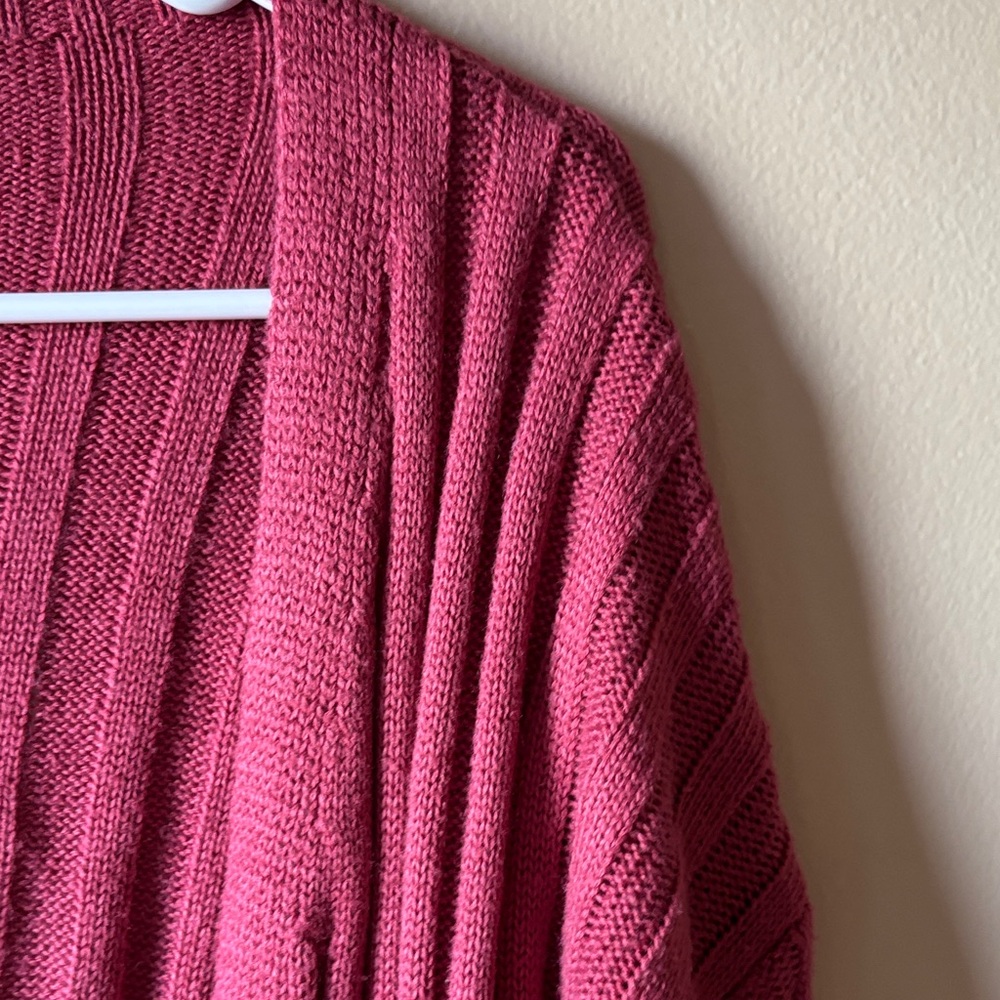 Blue Buttercup Boutique Open-Front Ribbed Cardigan Sweater - Raspberry Pink - Picture 10 of 16